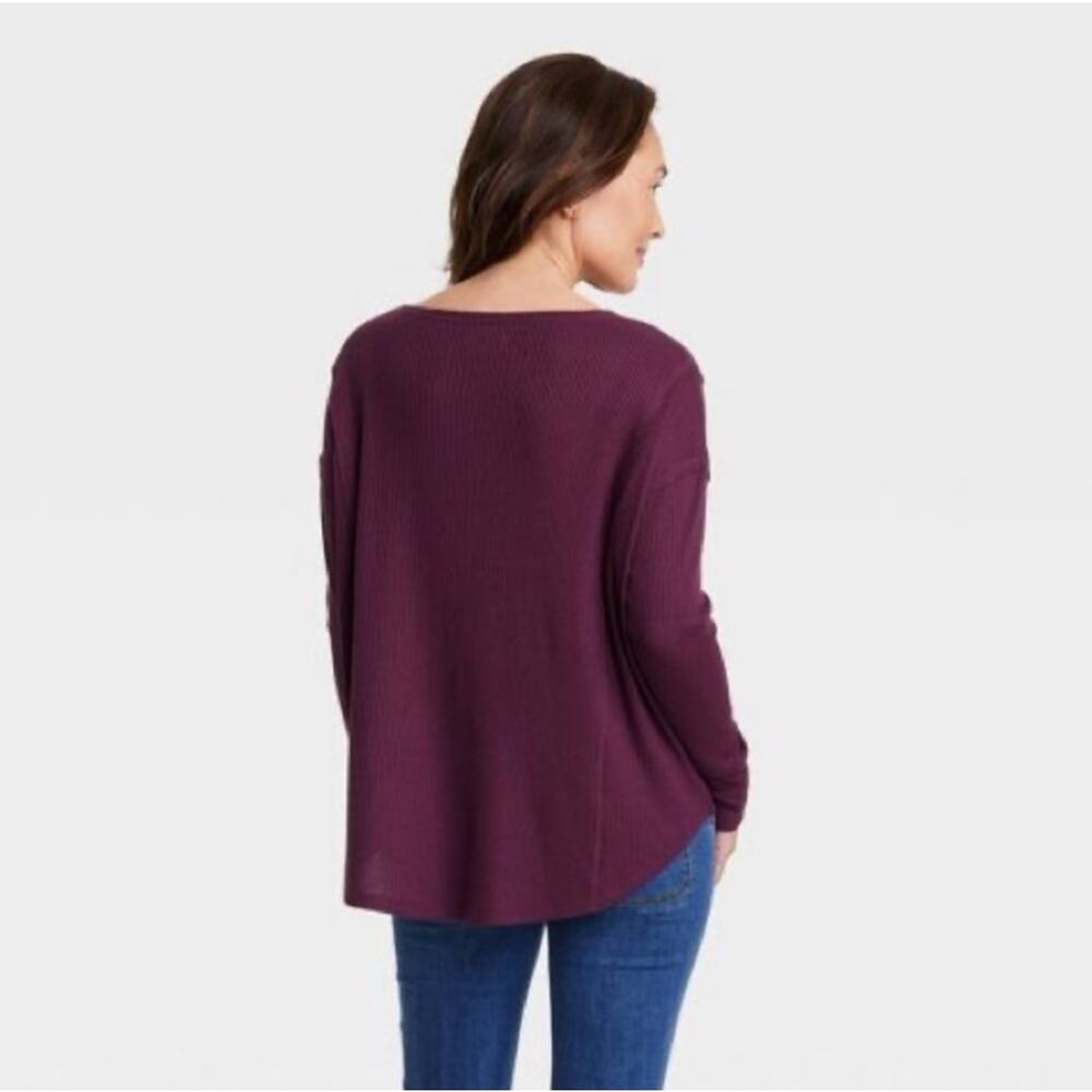Knox Rose Dark Purple Ribbed Oversized Knit Top NWT 3X - Picture 2 of 8